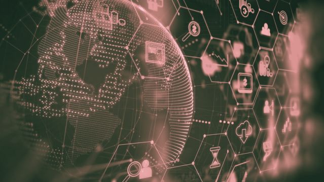 Projection of globe and technology interface