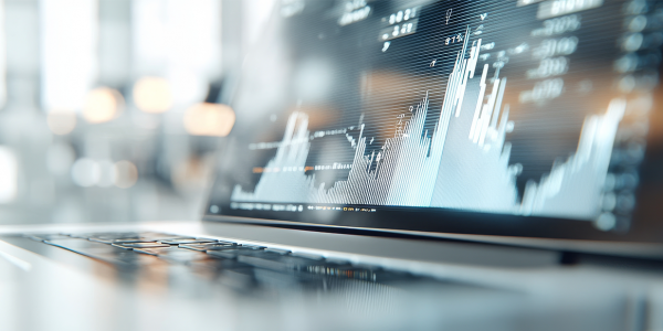 Laptop screen displaying digital graphs